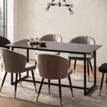 WOHNLING Esszimmertisch 120x60x76 cm Küchentisch Schwarz in Marmor-Optik Modern Esstisch Klein Speisetisch Rechteckig Tisch Esszimmer mit Metallbeinen