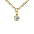 JEVELION Goldkette Anhänger 585 Gelbgold 14 Karat mit Zirkonia-Stein in hochwertiger Gold-Kronenfassung Mit Halskette - Kettenlänge 50 cm.