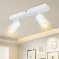 Dehobo Led Deckenstrahler Schwenkbar 350° - Deckenstrahler 2 Flammig Deckenleuchte GU10, LED Wandstrahler Weiß, Spotlight Lampe Deckenlampe für Wohnzimmer Schlafzimmer Küche, Nein GU10 Leuchtmittel