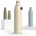 LARS NYSØM Edelstahl Trinkflasche 350ml, 500ml, 750ml, 1L, 1 5 liter | Thermosflasche Kohlensäure geeignet | Auslaufsichere Wasserflasche für Sport, Outdoor (Almond Beige, XL 1500ml)