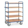 fetra Etagenwagen 8242, Tragkraft 600kg, TPE-Reifen, 1 fester und 4 Einlegeböden