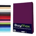 Buymax Spannbettlaken 160x200cm Baumwolle 100% Spannbetttuch Bettlaken Jersey, Matratzenhöhe bis 25 cm, Farbe Aubergine