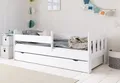Kids Collective Kinderbett 80x160, 80x180, 90x200 cm mit Schublade, Rausfallschutz & Lattenrost, in weiß 90x200 cm Mädchen Jungen Bett, optional mit Matratze