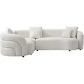 Linkes Ecksofa, weiß, aus Bouclé-Stoff „LAPIOTA“ von Maison Céphy - Weiß
