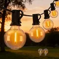 Wweixun2020 LED Lichterkette Außen, 50FT (ca. 15,24m) G40 Lichterketten mit 25+1 Glühbirnen, IP44 Wasserdicht, Dimmbar Außenbeleuchtung für Garten, Balkon, Party, Weihnachten, Hochzeit