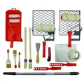 ROTIX Komplettes Malerset | 20-teilig für Anstrich von Wand und Decke | Farbroller Pinsel Abdeckfolie Klebeband Teleskopstange und praktische Helfer