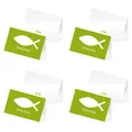 itenga 96 x Tischkarten Platzkarten Namensschild Fisch Kommunion Taufe Konfirmation (grün)