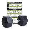 PhysKcal Hexagon Hanteln Poly-Gummierte | 20 kg 1 Stück | Rutschsicher Ummantelt | Ergonomische Verchromte Griffe | Kurzhantel-Set | Dumbbells Set
