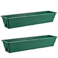 BURI 2X Blumenkasten 100cm mit Wasserspeicher 25L | Balkonkasten wetterfest & frostfest | Pflanzkasten mit Einleger | extrem stabil für Balkon, Garten, Terrasse (Grün)