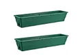BURI Blumenkasten 2x Blumenkasten Balkonkasten Pflanzkasten stabil Wasserspeicher grün (2 St)