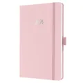 SIGEL J6405 Wochenkalender 2026 A5 rosa, Hardcover mit Textileinband, Gummiband, Stiftschlaufe, Einstecktasche, 174 Seiten, vegan, Buchkalender, Terminplaner Kalenderbuch Jolie