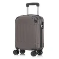 YONSLY Koffer Suitcase S Braun, Trolley Reisekoffer, Rollkoffer Handgepäck mit 4 Rollen 360°, Hartschalenreisekoffer, Zahlenschloss, Weicher Gummigriff