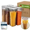 Viwares Vorratsdosen mit Deckel Luftdicht, 6er Vorratsbehälter Set BPA-Frei, Vorratsdose zur Müsli Mehl Aufbewahrung Küche, Praktische Organizer... - Grau