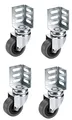 4 Stk. Dörner + Helmer Apparate Lenkrolle mit Gummilauffläche, 50x21mm mit Winkelblech, 770106