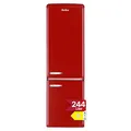 Amica Retro Kühl‑Gefrierkombination freistehend 244 l automatische Abtauung Sicherheitsglas Chrom‑Flaschengitter LED‑Beleuchtung 181 x 55 x 61,5 cm – Kuehlschrank Freistehend Rot