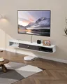 VEVOR TV-Schrank Wandhalterung, Schwebender Fernsehständer mit Stauraum für DVD-Player, Kabelbox, Spielekonsole, Wandschrank belastbar 52 kg, Weiß, Länge 140 cm