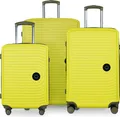 HAUPTSTADTKOFFER - Mitte - Koffer-Set 3 Reisekoffer Hartschalentrolleys XXL Erweiterung, 4 Doppel-Rollen Reisegepäck Hardcase Luggage (S, M & L) TSA,Lemon
