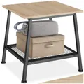 tectake® Beistelltisch Holz Metall, Couchtisch mit Stauraum, Nachttisch mit Gitterablage, Wohnzimmertisch 45,5 x 45 x 47 cm, Blumenständer, Beistelltisch Couch - Industrial Holz hell, Eiche Sonoma
