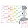 Häfft® Wandkalender 2025 A2 auf Französisch "Rainbow" (59,4 x 42 cm) gefalzt, Wandplaner mit französischen Feiertagen + extra A3 & A4 Kalender - nachhaltig & klimafreundlich