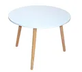 Beistelltisch Massivholz MDF weiß/naturfarben ø 60 cm Couchtisch Wohnzimmertisch