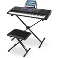 Klasse Keyboard mit 61 Leuchttasten im Sparset mit Ständer und Keyboardbank