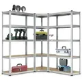3er Metall Regalsystem - 1 Eckregal & 2 Lagerregale - 15 Böden Aus Mdf Holz - 2625 Kg - Schwerlastregal Steckregal Lagerregal Wandregal - Juskys
