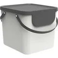 Rotho Mülltrennsystem 40L Albula - Mülleimer 40,0 x 35,8 x 34,0 cm - Abfalleimer Kunststoff mit Griffen - Müllbehälter mit Deckel und Aufklebern - Weiß
