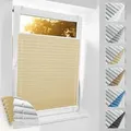Plissee Verdunkelung Klemmfix ohne Bohren B75 x H110 cm Hellbeige