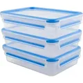 Emsa Clip & Close 2.0 Frischhaltedose, 3er Set, Frischhalte Box, Dose, Transparent, 1.2 L, 515645