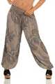 Malito Damen Aladinhose mit Print | Haremshose zum Tanzen | Pumphose zum Chillen - Freizeithose - Pluderhose 7185 (Fango)