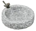 Dehner Vogeltränke Vogeltränke mit Bronze-Vogel, Ø 30 cm, Höhe 7 cm, Granit, frostbeständiger Trinkplatz für Vögel
