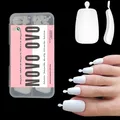 NOVO OVO 120 Stück Lange fußnägel zum aufkleben, Artificial long toe nail tips, weiß fussnägel zum kleben, künstliche zehennägel, soft gel full cover toenail tips set, fuß nägel x 12 Größen in Box