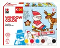Marabu 0306000000003 - Kids Window Color Winter mit 6 x 25 ml Farbe, Malvorlage A3 mit 35 Motiven und Folie A4, Fenstermalfarbe auf Wasserbasis, geeignet für Glas, Spiegel, Fliesen und Folie