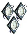 Trango 3er Set Design LED Einbaustrahler 6736S-03B Einbauleuchten I Deckenstrahler I Strahler aus schwarzem Glas & Alu inkl. 3x GU10 LED Leuchtmittel direkt 230V Deckenspots I Einbauspots I Spots