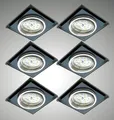 TRANGO LED Einbauleuchte, 3er Set 6736S-03GU5WAK LED Deckenstrahler *CRYSTAL* aus handgeschliffenem Schwarzglas & Alu inkl. 3x 5 Watt GU10 LED Leuchtmittel 3000K warmweiß, Einbauspots, Deckenleuchte, Deckenspots, Badleuchte