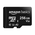 Amazon Basics microSDXC-Speicherkarte mit Adapter in voller Größe, A2, U3, Lesegeschwindigkeit bis zu 100 MB/s, 256 GB, Schwarz