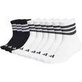 ADIDAS adidas Unisex Quartersocken, 9er Pack - 3-Stripes Cushioned Sportswear Mid-Cut Socks, Logo, Streifen, gepolstert