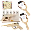 Gonoelec Hölzernes Katapult Spielzeug, Outdoor Schleudern Spiel mit Nummer Zielständer, Schießspiel Geschenk für Kinder Jugendliche Erwachsene Familie Party