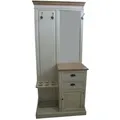 Casa Padrino Landhausstil Garderobe Antik Weiß / Naturfarben 93 x 43 x H. 200 cm - Handgefertigter Garderobenschrank mit Spiegel und Schirmständern