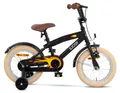 SJOEF Cruise Kinderfahrrad 14 Zoll | Ab 3-5 Jahren | Kinder Fahrrad für Jungen / Jugend | Kleidergröße von 98 bis 108 cm | inklusive Stützräder - Matt Schwarz