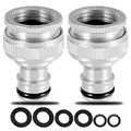 Messing Schlauch Wasserhahn Connector Adapter, 3/4 Zoll und 1/2 Zoll 2 in 1 Messing Weibliche Wasserhahn Connector - für Schlauch, Gewinde Wasserhahn Adapter (Silber)