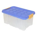 axentia Aufbewahrungsbox mit Deckel, Stapelbox aus Kunststoff 5 Liter, Eurobox transparent, Maße: ca. 30 x 14 x 15 cm, Anthrazit, blau oder gelb - Farbe nicht wählbar