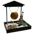 Zen Garten Buddha mit Gong Oriental Stehdeko Kunstpflanze Kerzenhalter Steine