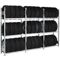 Reifenregal,Grundfeld,HxBxT 2750x1300x400mm,f. Reifen-Ø 550-750mm,Fachl. 150kg,4xTraversen,beidseitig,Ständer verzinkt