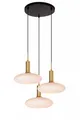 Pendelleuchte Glas Esszimmer Weiß Gold Schwarz B:55 cm E27 Hängelampe 3-flammig