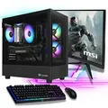 Gaming Komplett PC Set - AMD Ryzen 7 5700X - GeForce RTX 5060 - 27" Gamer TFT - Tastatur Maus - 500 SSD - 32GB Ram - Windows 11 - WiFi - RGB Tower - Schwarz