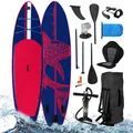 BRAST SUP Board Shark | Aufblasbares Stand up Paddle Set | 320x81x15cm | 8 Designs | 5 Jahre Garantie | inkl. Sonderzubehör | 2in1 Paddel Kajak-Sitz Action-Cam-Halterung Fußschlaufe Pumpe Rucksack