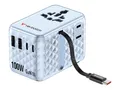 Verbatim Charge 'n' Travel - Netzteil - GaN III, universal, with retractable USB-C cable - 100 Watt - 10 A - QC 4.0+, QC 3.0, Fast Charge, Power Delivery 3.0 + PPS, USB BC 1.2, Apple Fast Charge - 5 Ausgabeanschlussstellen (3 x USB-C, 2 x USB)