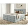 Boxspringbett Best XL mit 2 Bettkästen und Topper, mit Taschenfederkern- und Bonellfederkernmatratze, Doppelbett, Polsterbett aus Webstoff mit Sta... - Blau