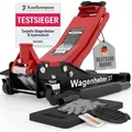 Tarpofix Wagenheber 3T hydraulisch – Rangierwagenheber flach für Auto & SUV, Hubhöhe 85 - 475 mm, inkl. Gummiauflage & Handschuhe
